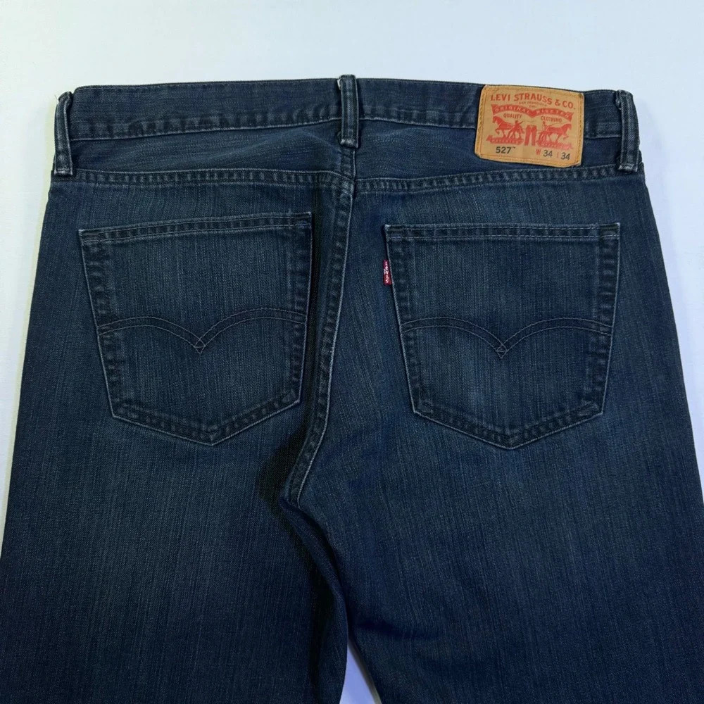 Levis 527 Slim Bootcut Jeans Mens 34x34 Dark Wash Indigo Denim 05527-0248